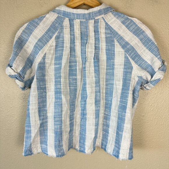 Free People We the Free Women's Top Cropped Stripes Blue White Small - Picture 5 of 5